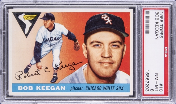 1955 Topps #10 Bob Keegan - PSA NM-MT 8
